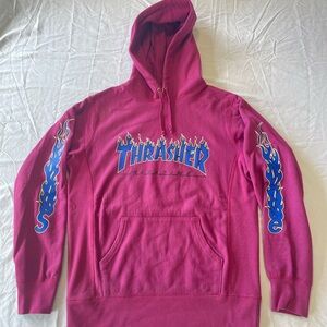 Supreme Thrasher Flame Logo Hoodie Magenta Size Medium